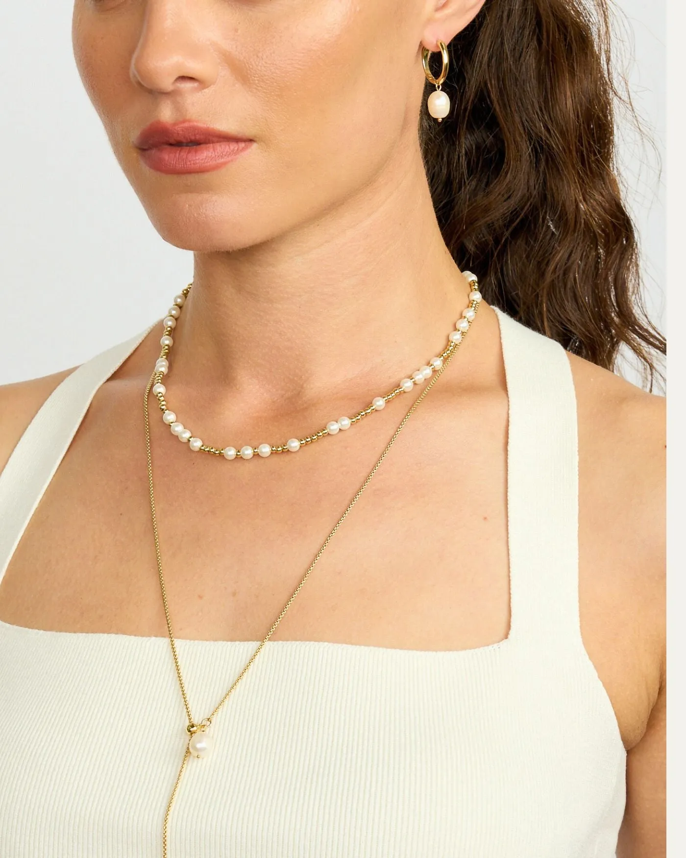 Pearl and Gold Beaded Adjustable Choker Necklace sold by Stella & Dot product image thumbnail 2
