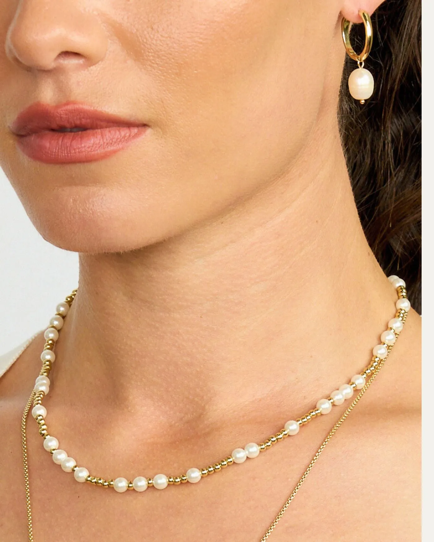 Pearl and Gold Beaded Adjustable Choker Necklace sold by Stella & Dot product image thumbnail 5