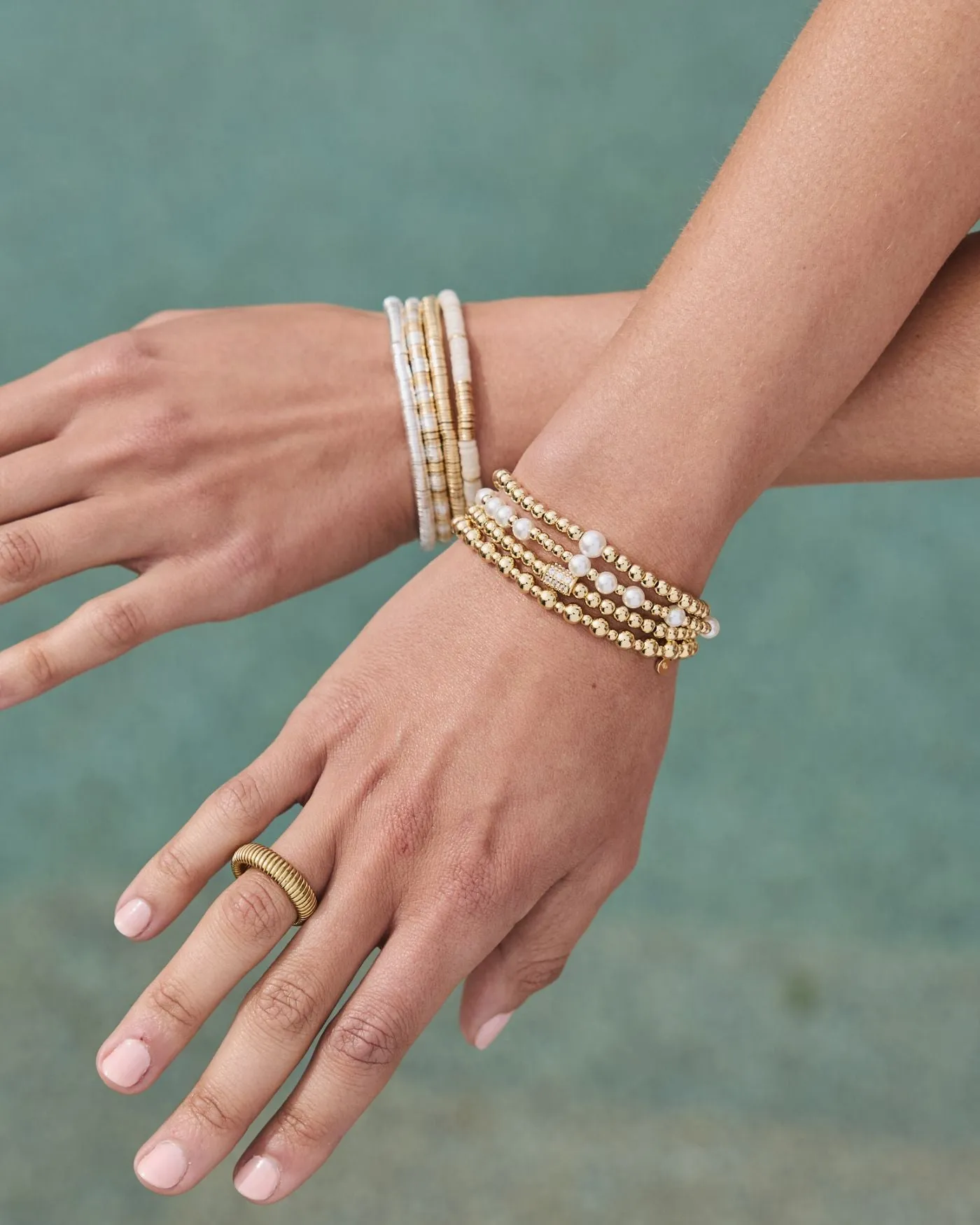 Pearl and Gold Beaded Bracelet Duo sold by Stella & Dot product image thumbnail 2