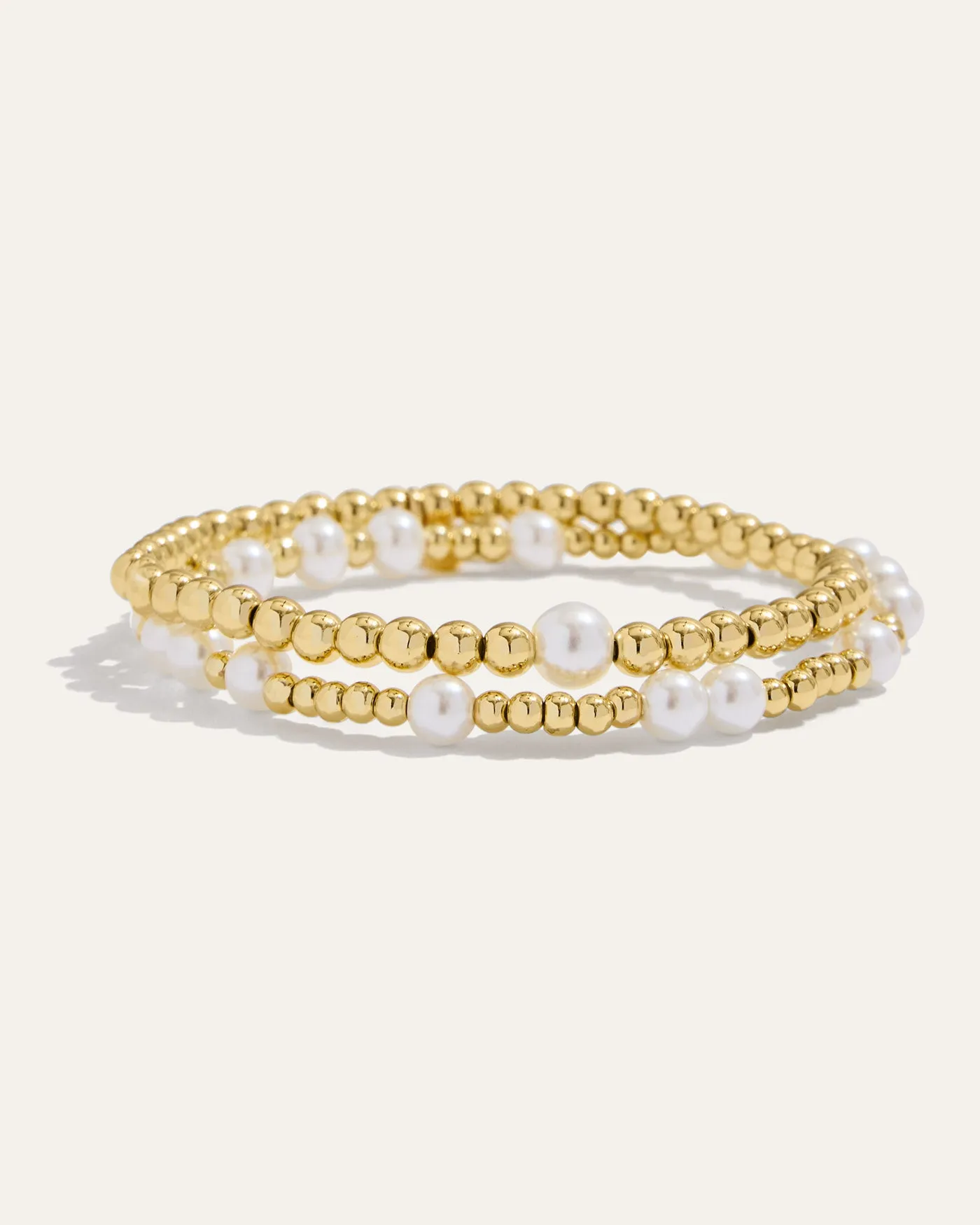 Pearl and Gold Beaded Bracelet Duo sold by Stella & Dot