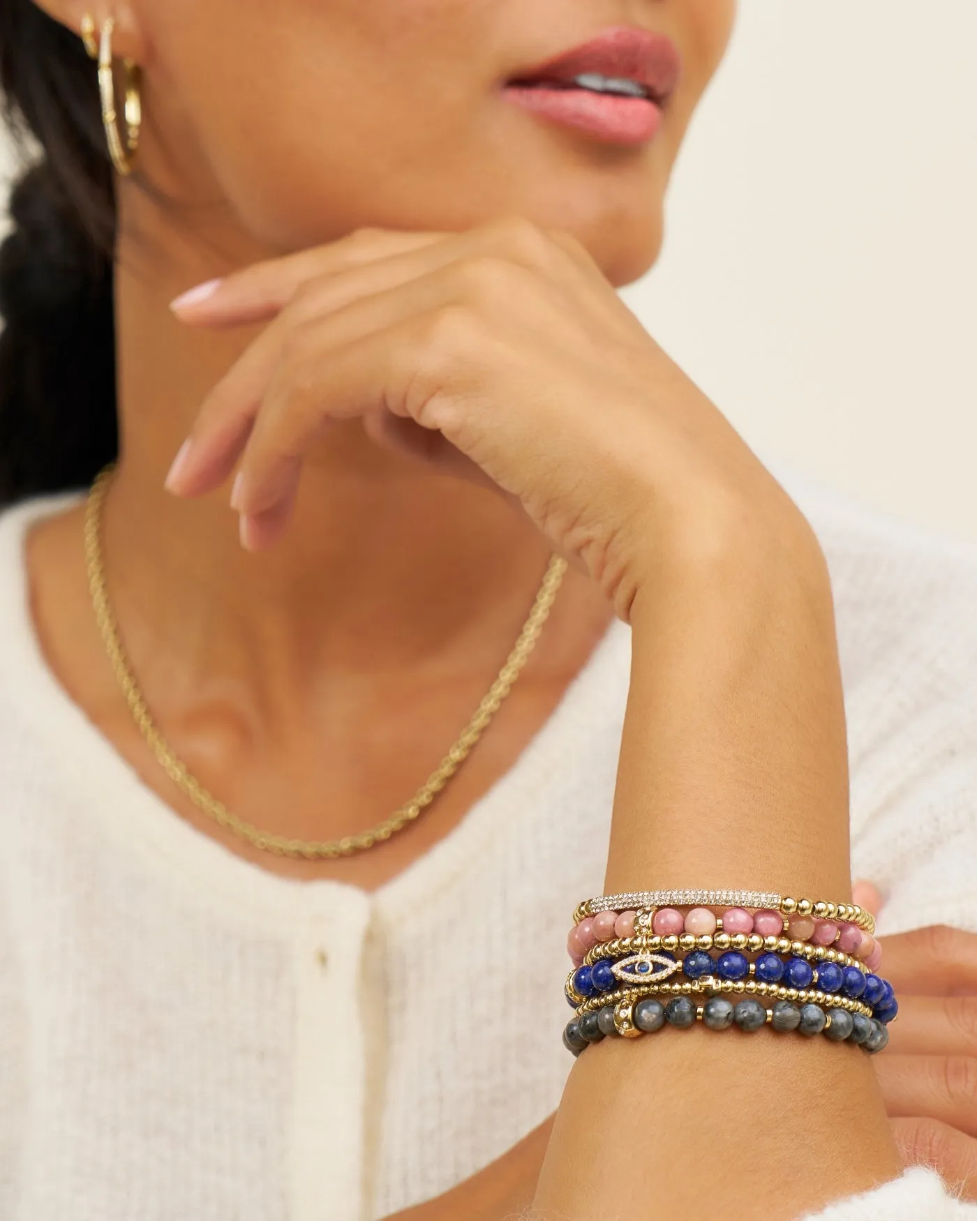 Evil Eye Gold Beaded Stretch Bracelet sold by Stella & Dot product image thumbnail 3
