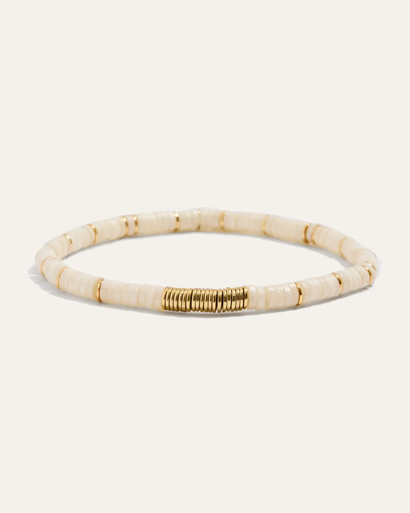 Boho Beaded Stretch Bracelets | White + Gold sold by Stella & Dot