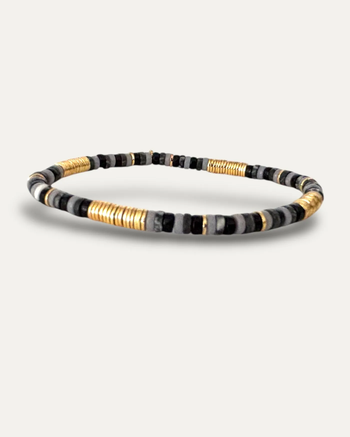 Boho Beaded Stretch Bracelets | Black + Gold sold by Stella & Dot
