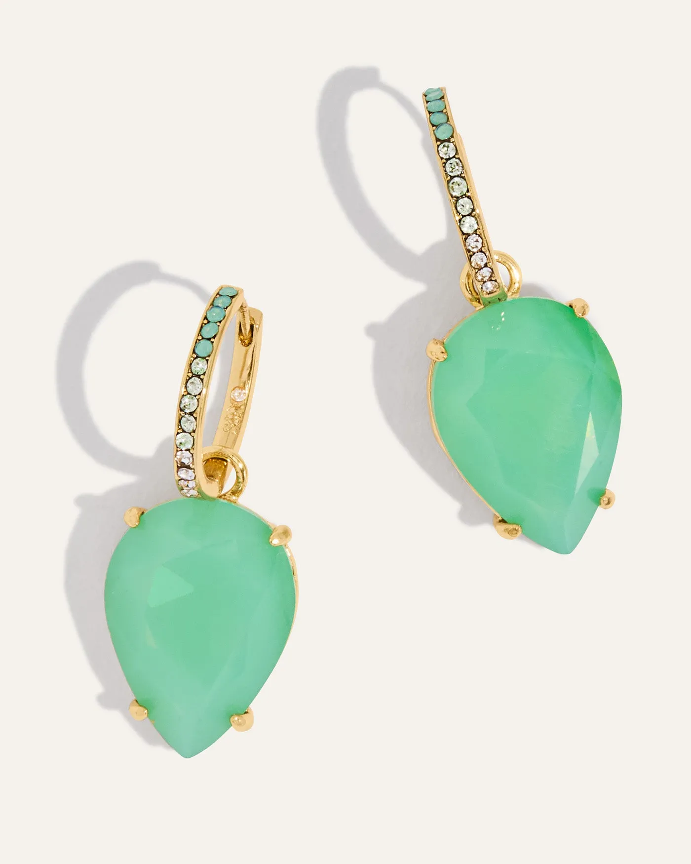 Sana Versatile Huggie Hoops | Mint Diamond sold by Stella & Dot