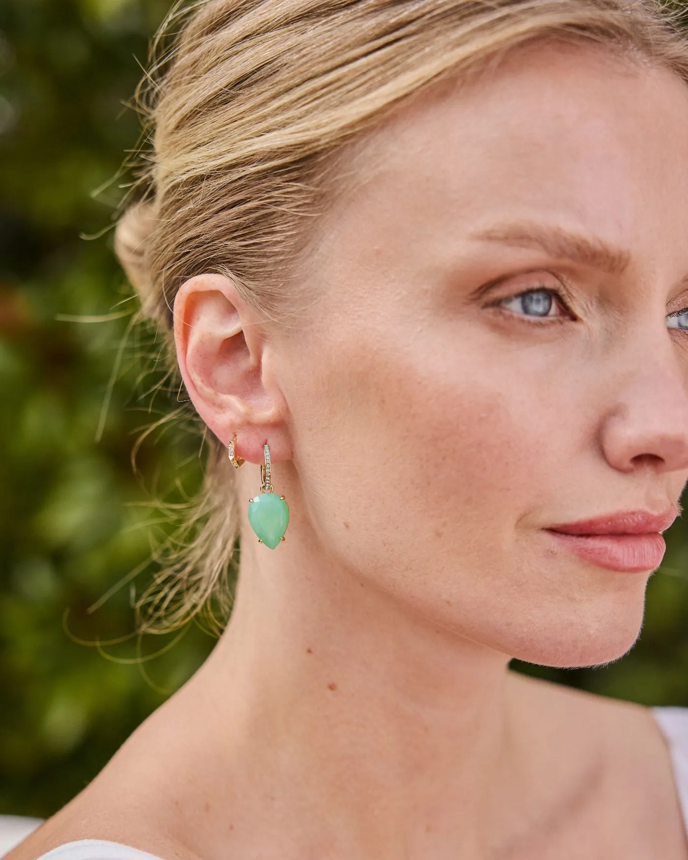 Sana Versatile Huggie Hoops | Mint Diamond sold by Stella & Dot product image thumbnail 2