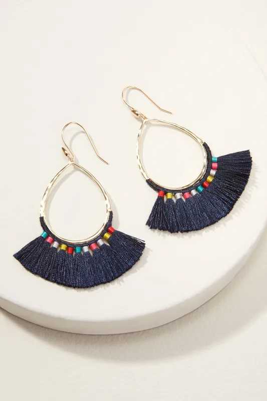 Navy Fringe Drop Earrings sold by Stella & Dot