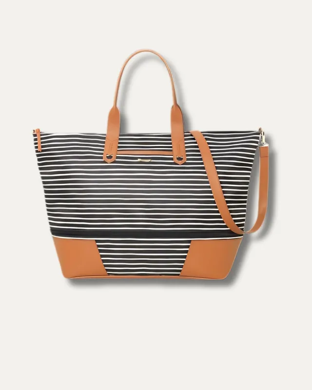 Getaway Bag | Cream & Black Stripe sold by Stella & Dot