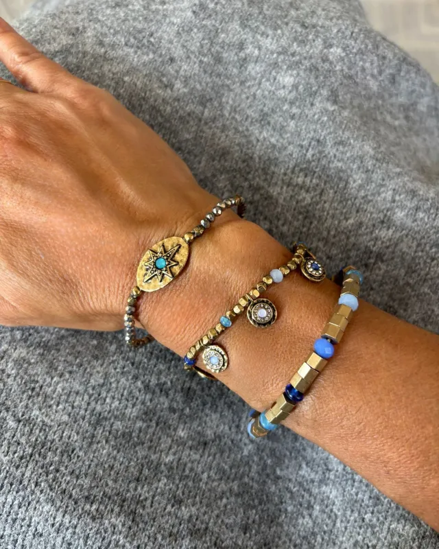 Azure Sunburst Bracelet Trio sold by Stella & Dot