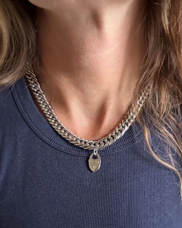 Heart Lock Necklace in Silver sold by Stella & Dot