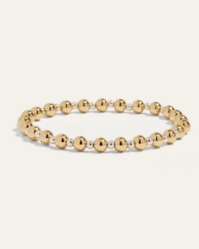 All Day 3 & 5mm Beaded Stretch Bracelet | Gold & Silver sold by Stella & Dot