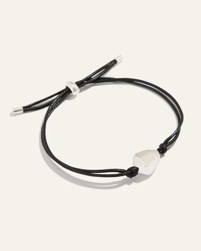 Ulani on Leather Cord Bracelet | Black and Silver sold by Stella & Dot