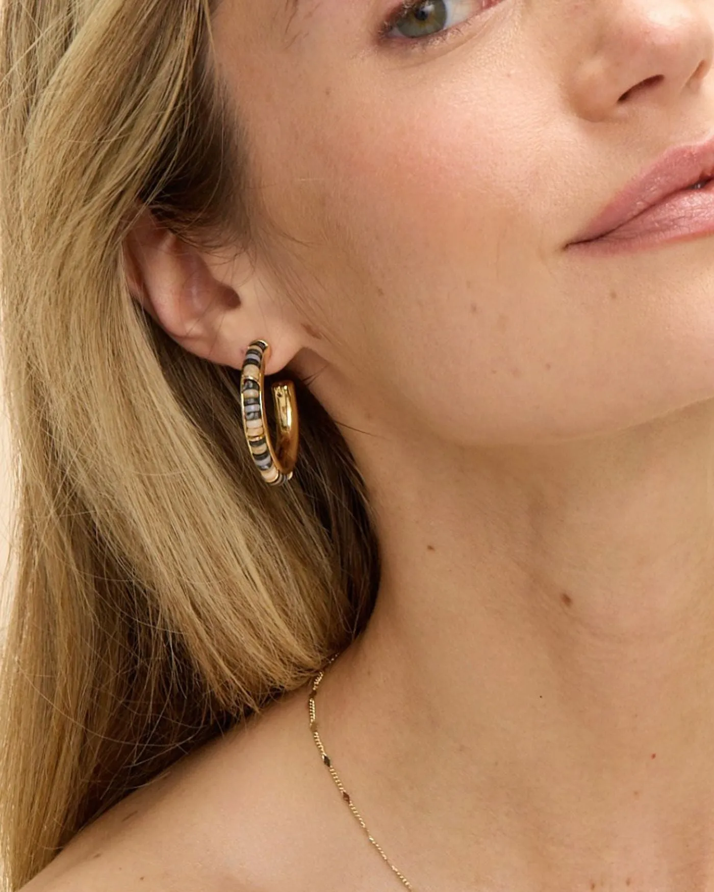 Boho Beaded Hoop Earrings | Black & Cream sold by Stella & Dot product image thumbnail 2