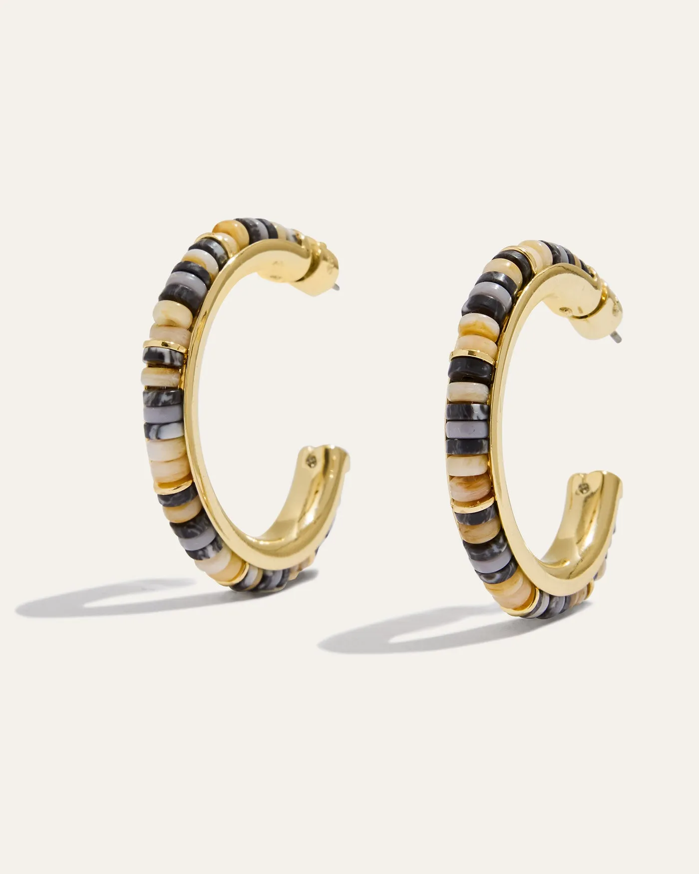 Boho Beaded Hoop Earrings | Black & Cream sold by Stella & Dot