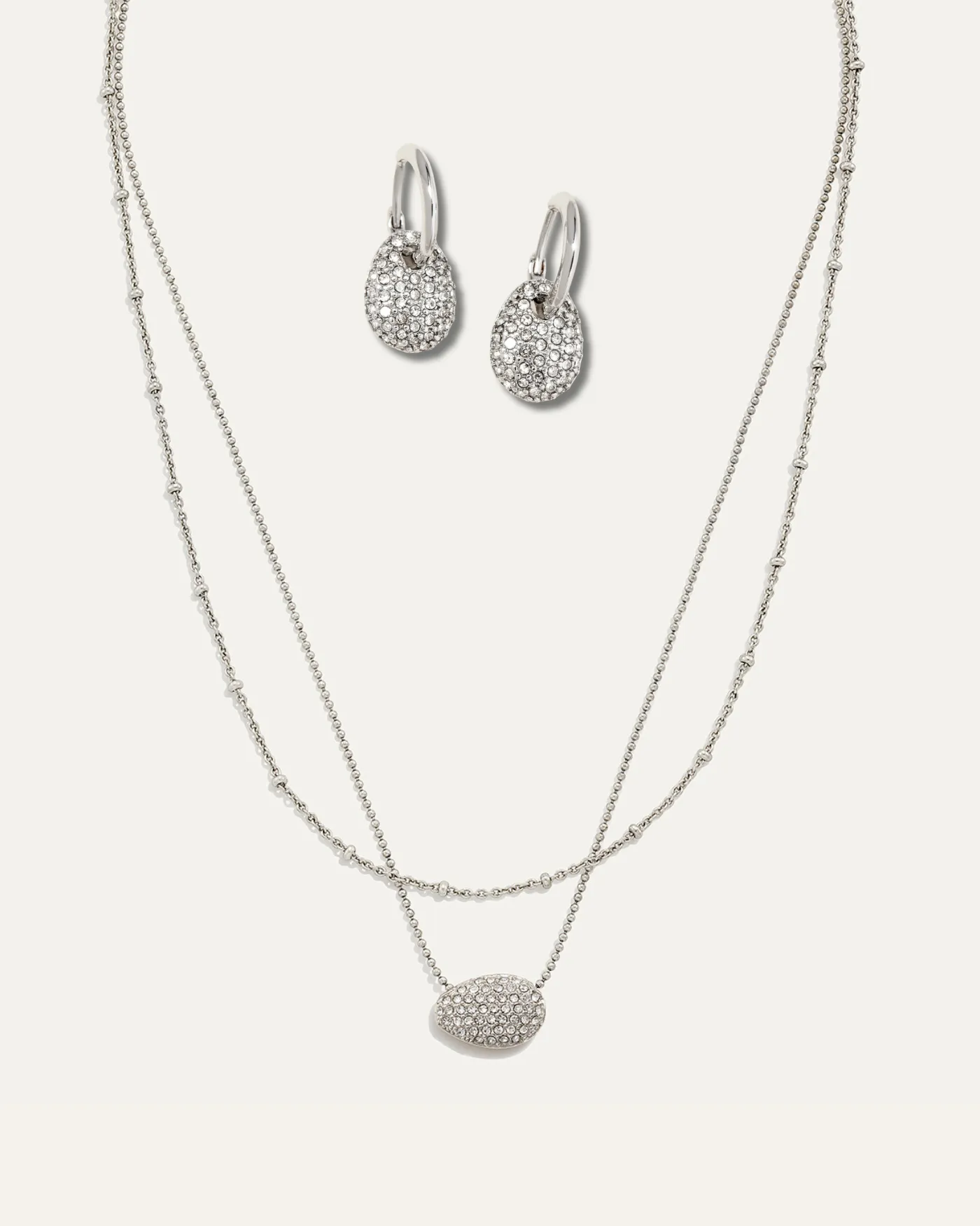 Ulani Layered Necklace & Matching Earrings | Silver sold by Stella & Dot