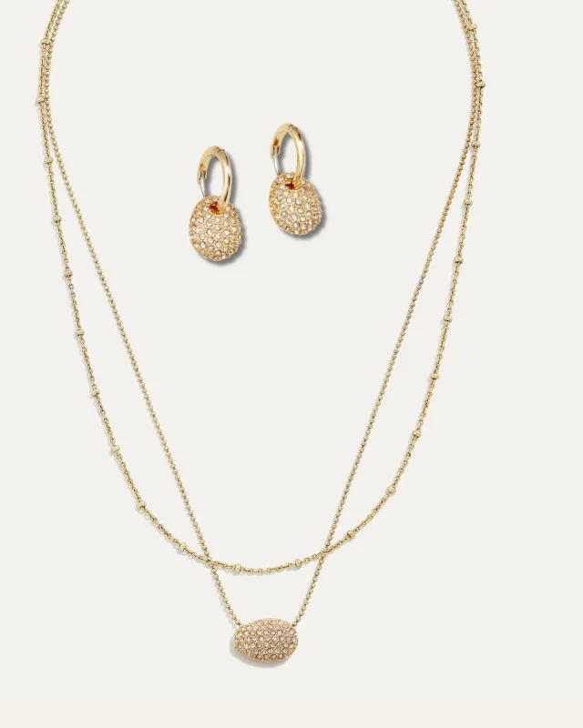 Ulani Layered Necklace + Matching Earrings | Gold sold by Stella & Dot