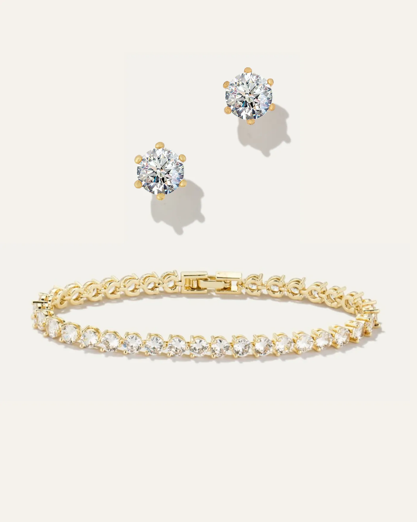 Inheritance Tennis Bracelet & Sparkle Studs Bundle | Gold sold by Stella & Dot