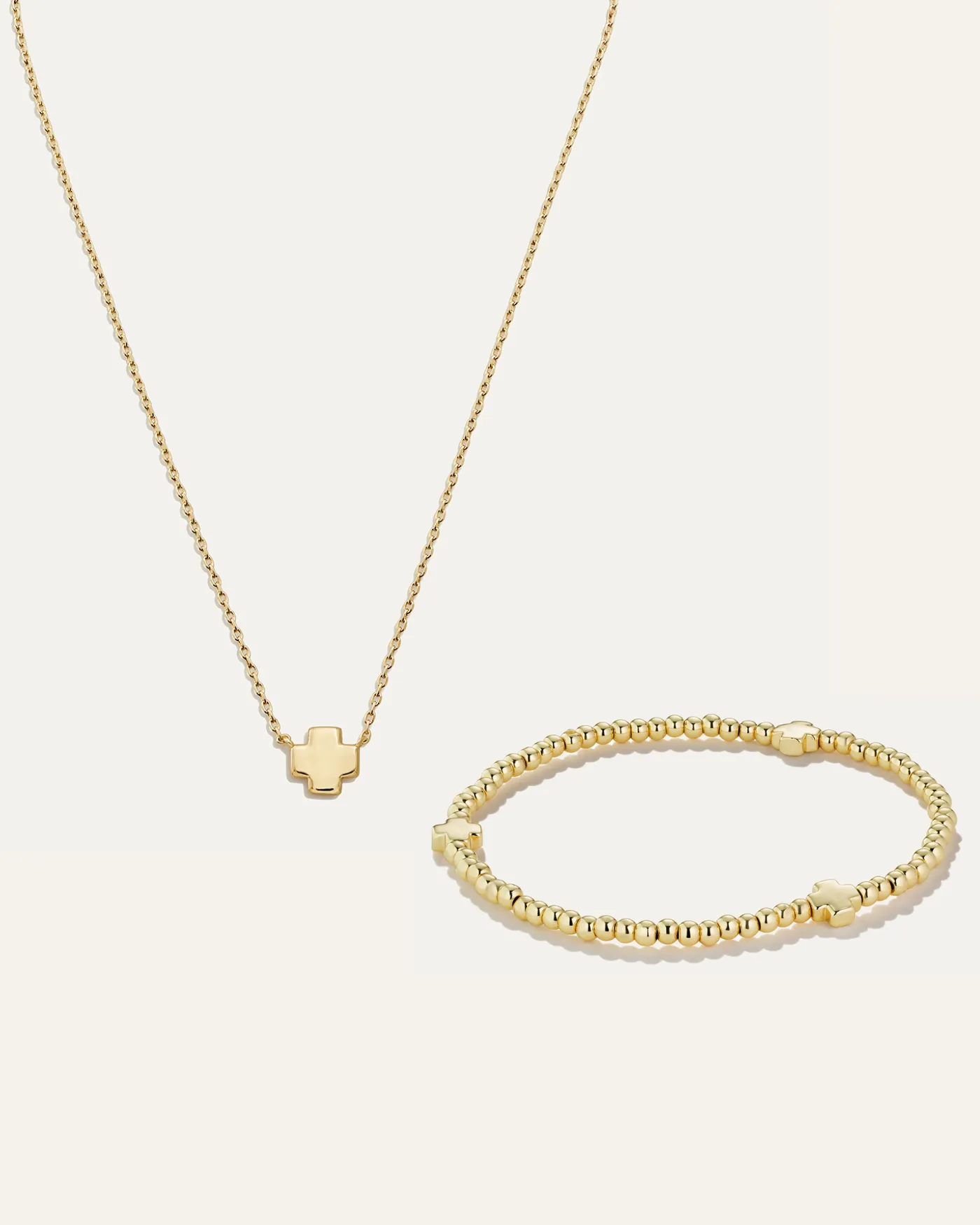 Cross Necklace and Cross Stretch Bracelet Bundle | Gold sold by Stella & Dot