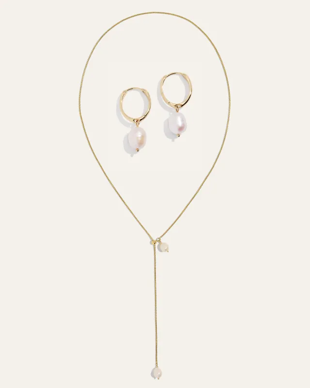 Pearl Bolo Necklace & Essential Huggies sold by Stella & Dot