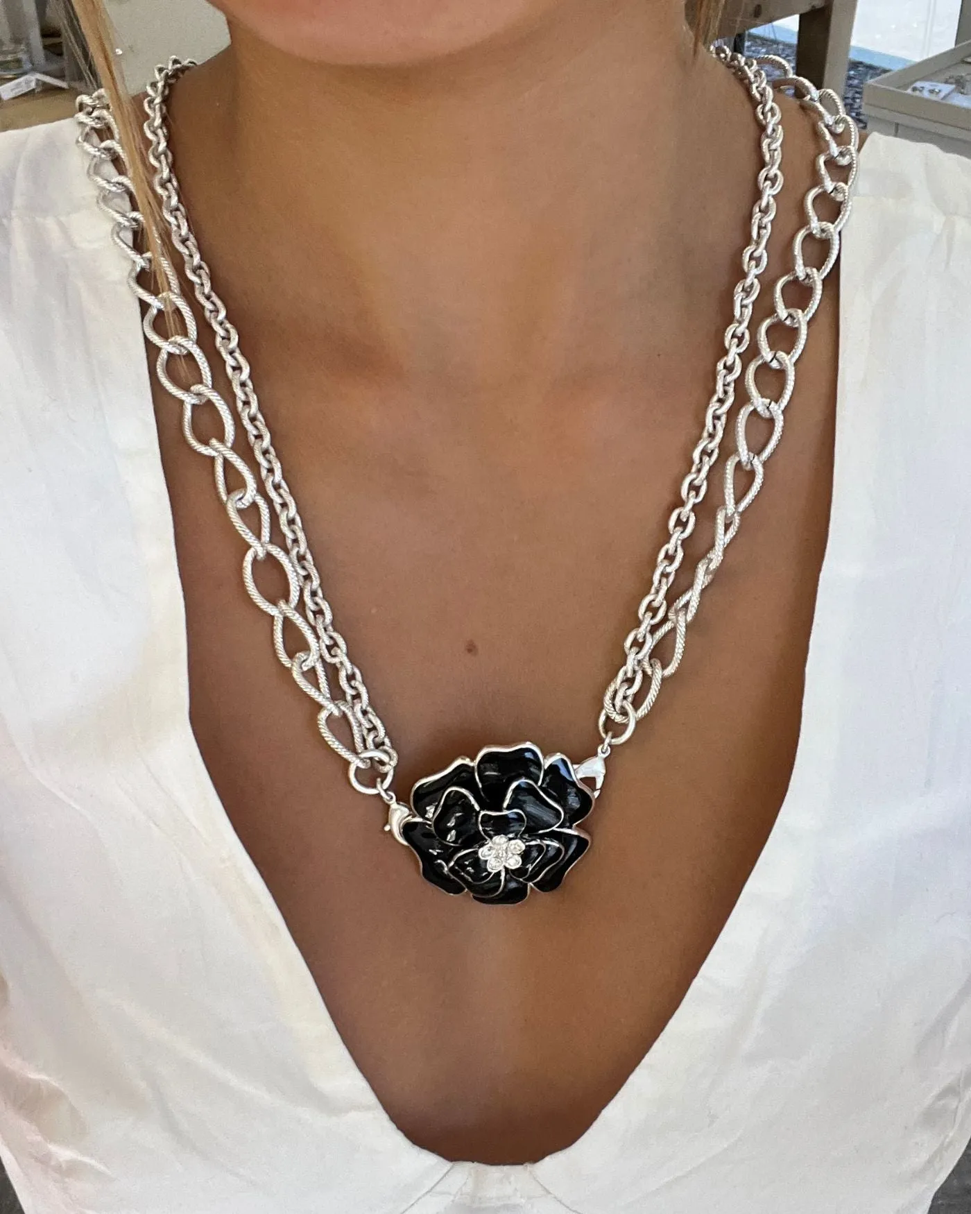 La Coco Brooch Necklace in Silver sold by Stella & Dot product image thumbnail 4