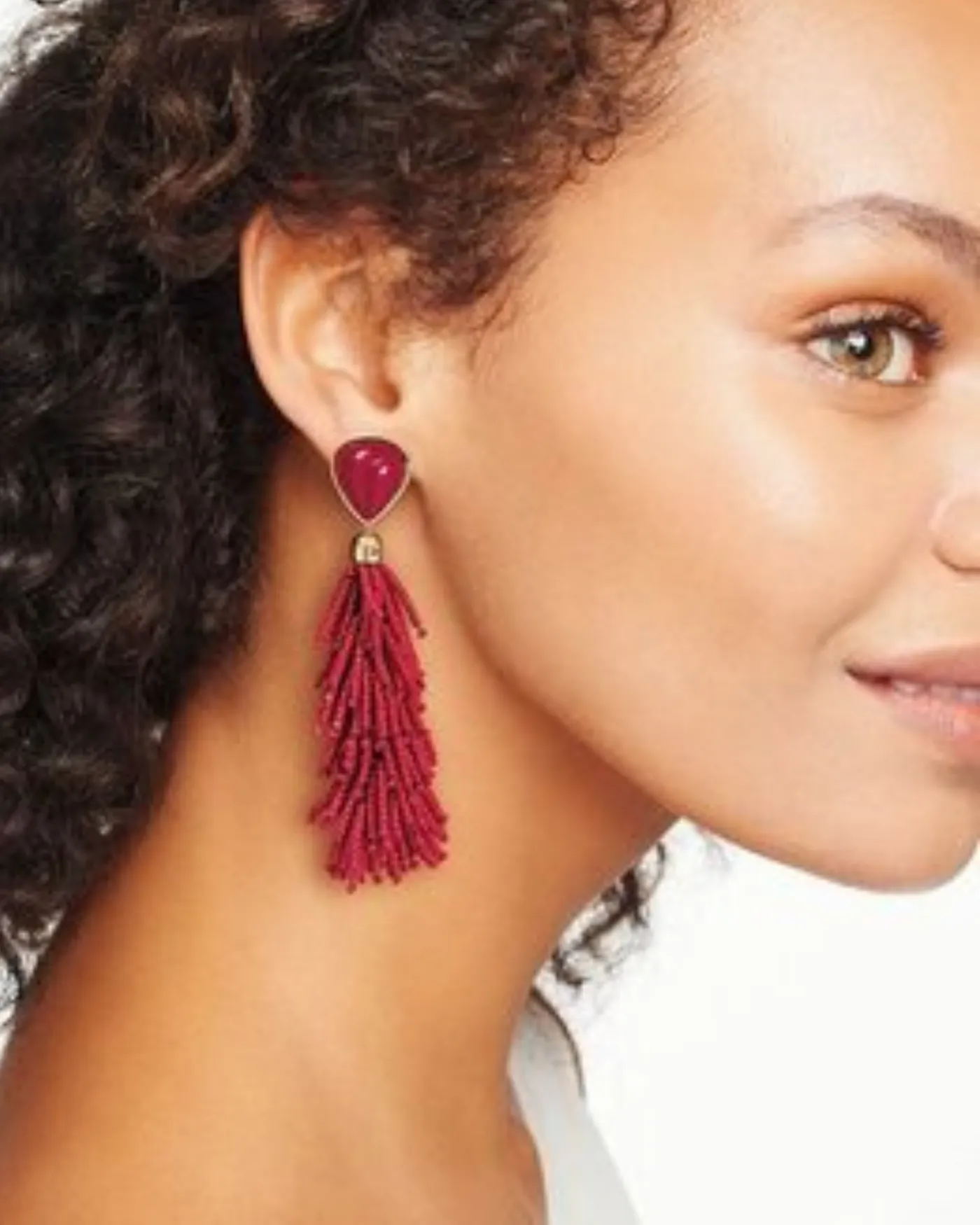 Riva Convertible Tassel Earrings | Burgundy sold by Stella & Dot product image thumbnail 2