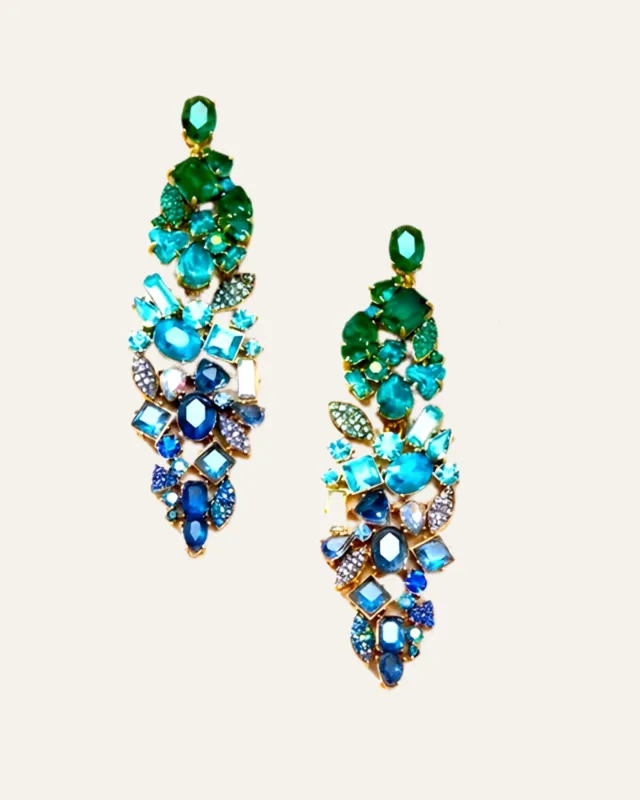 Convertible Blue and Green Ombre Crystal Statement Earrings sold by Stella & Dot
