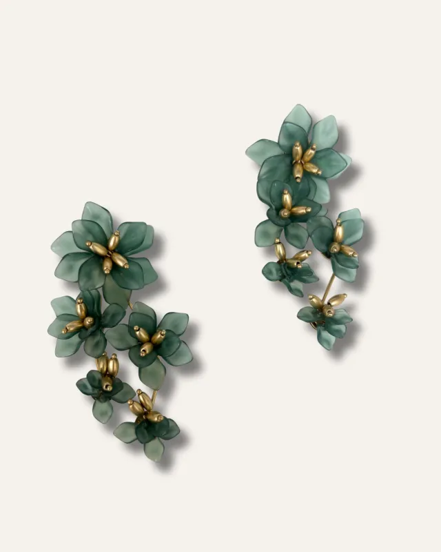 Bloom Flower Jade and Gold Convertible Statement Earrings sold by Stella & Dot