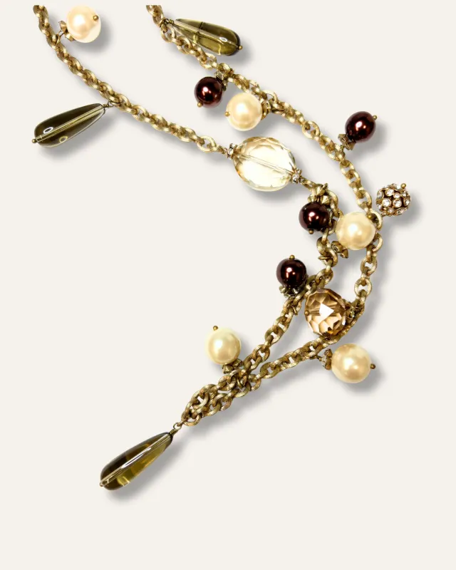 Smokey Quartz & Pearl Gem Long Rope Necklace sold by Stella & Dot