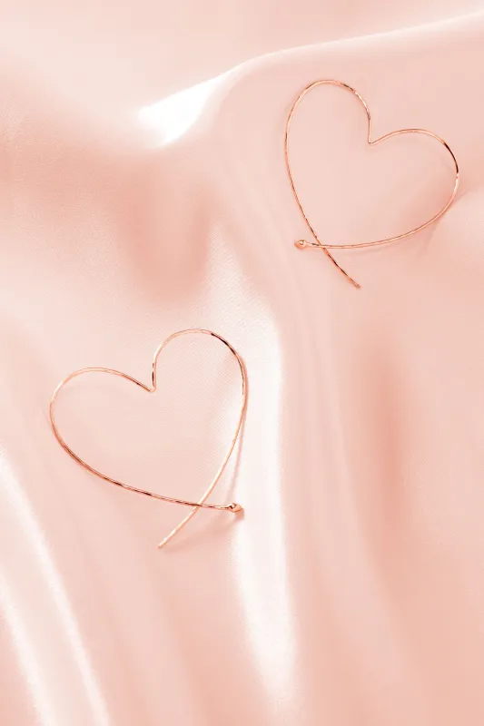 Essential Hammered Heart Hoops Rose Gold Earrings sold by Stella & Dot