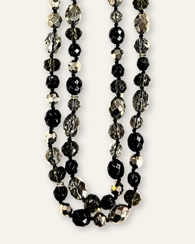 Silver & Jet Crystal Glass Double Wrap Necklace sold by Stella & Dot