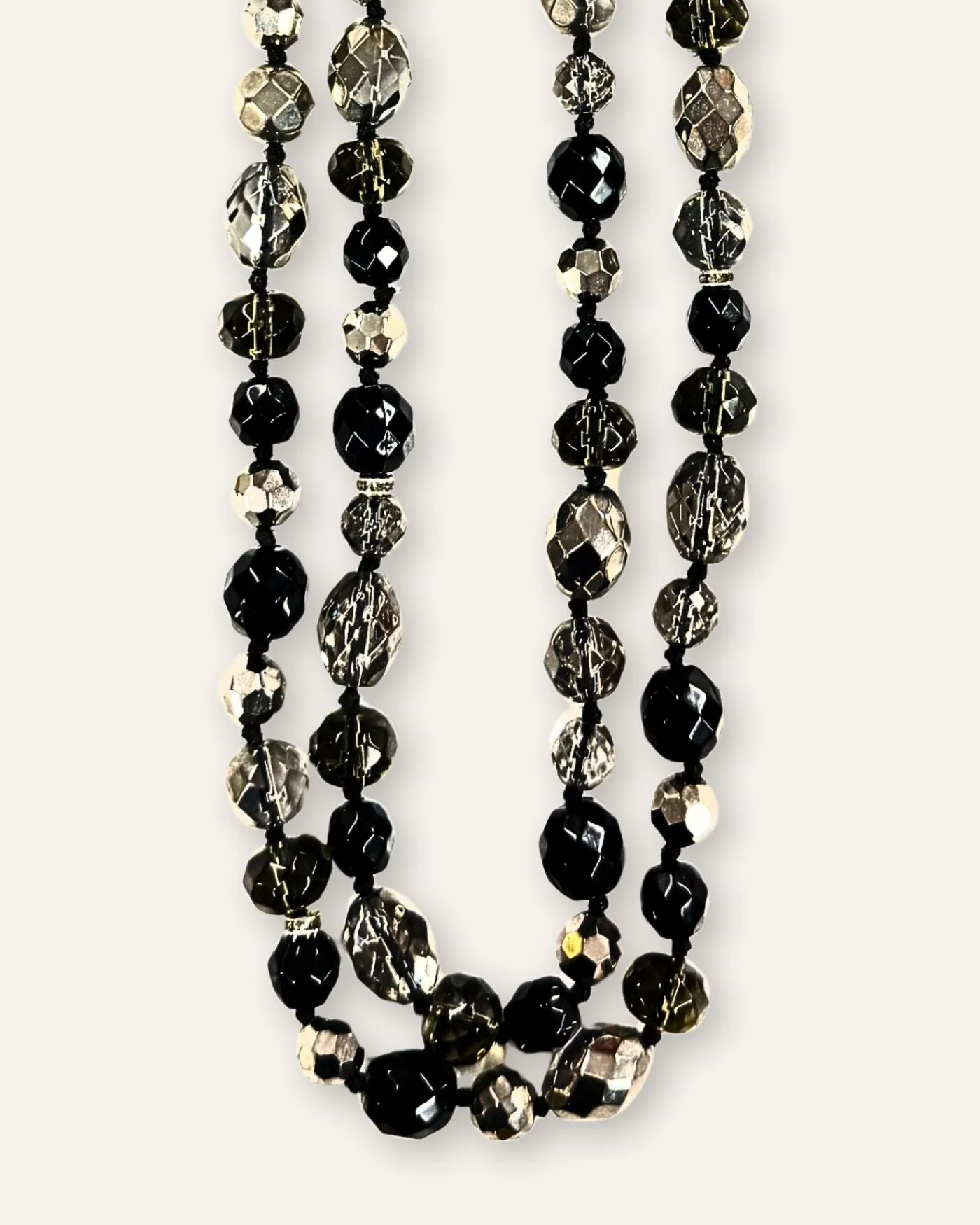 Silver & Jet Crystal Glass Double Wrap Necklace sold by Stella & Dot