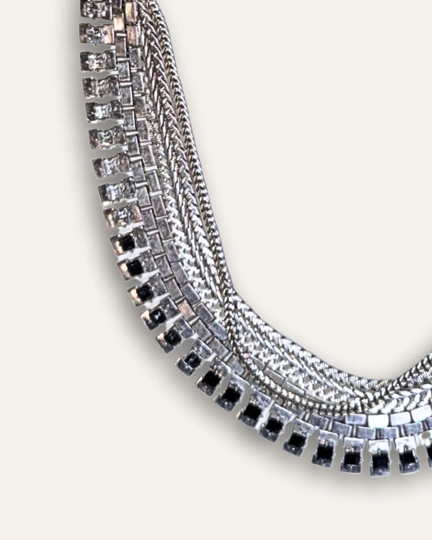 Electra Antiqued Silver Crystal Statement Necklace sold by Stella & Dot
