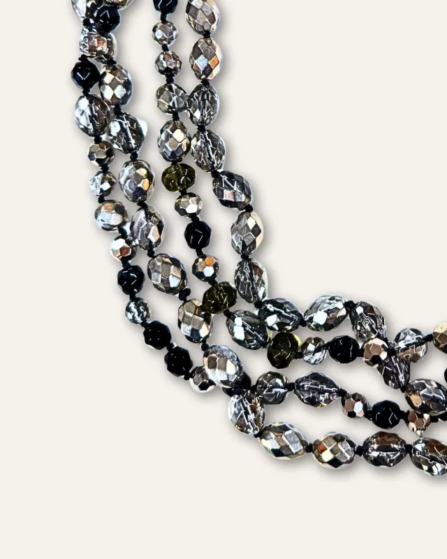 Silver & Jet Crystal Glass Statement Necklace sold by Stella & Dot