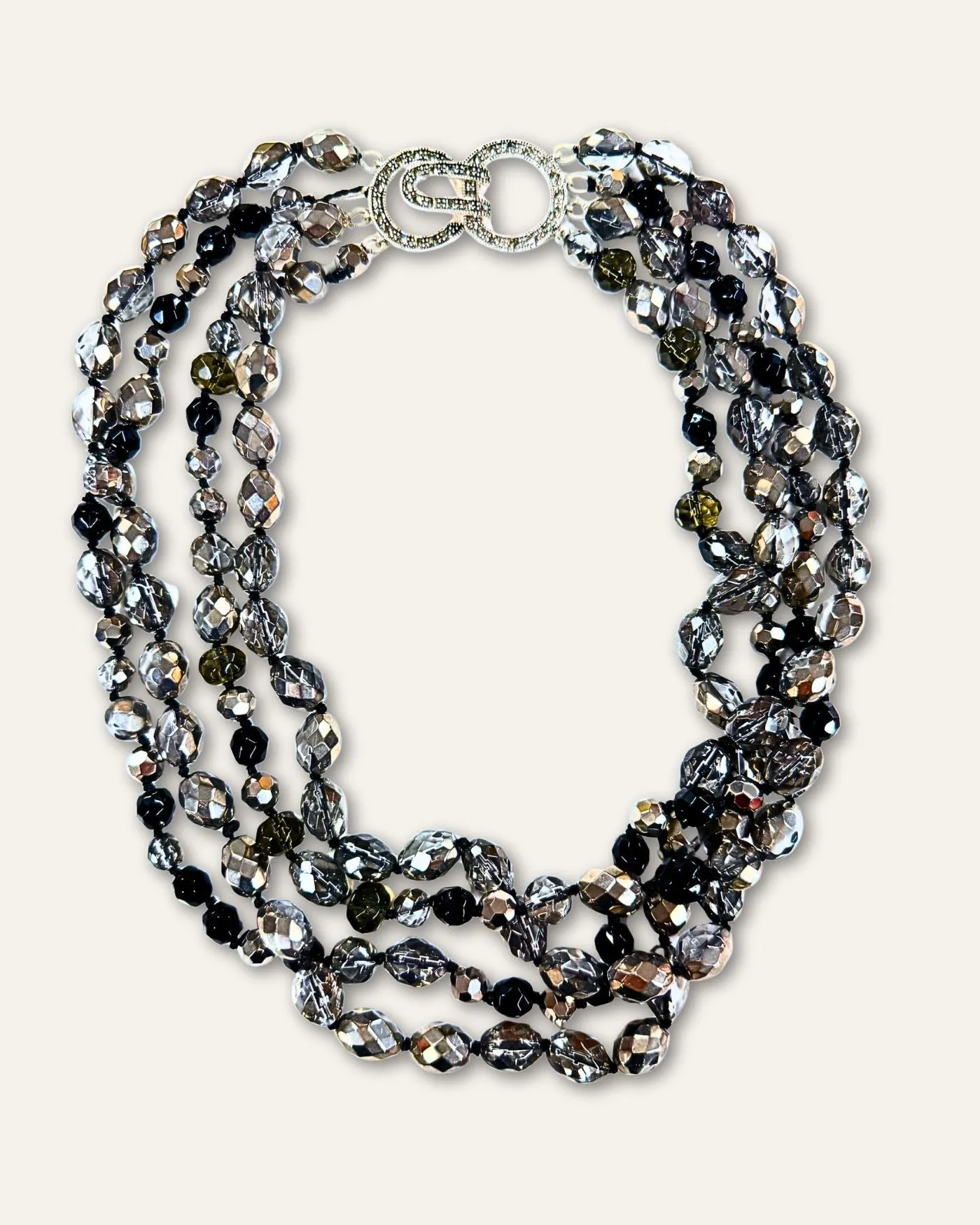Silver & Jet Crystal Glass Statement Necklace sold by Stella & Dot product image thumbnail 2