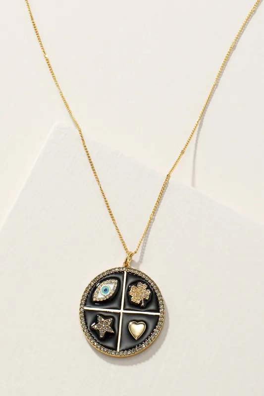 Mindful Medallion- Black Enamel/Gold sold by Stella & Dot