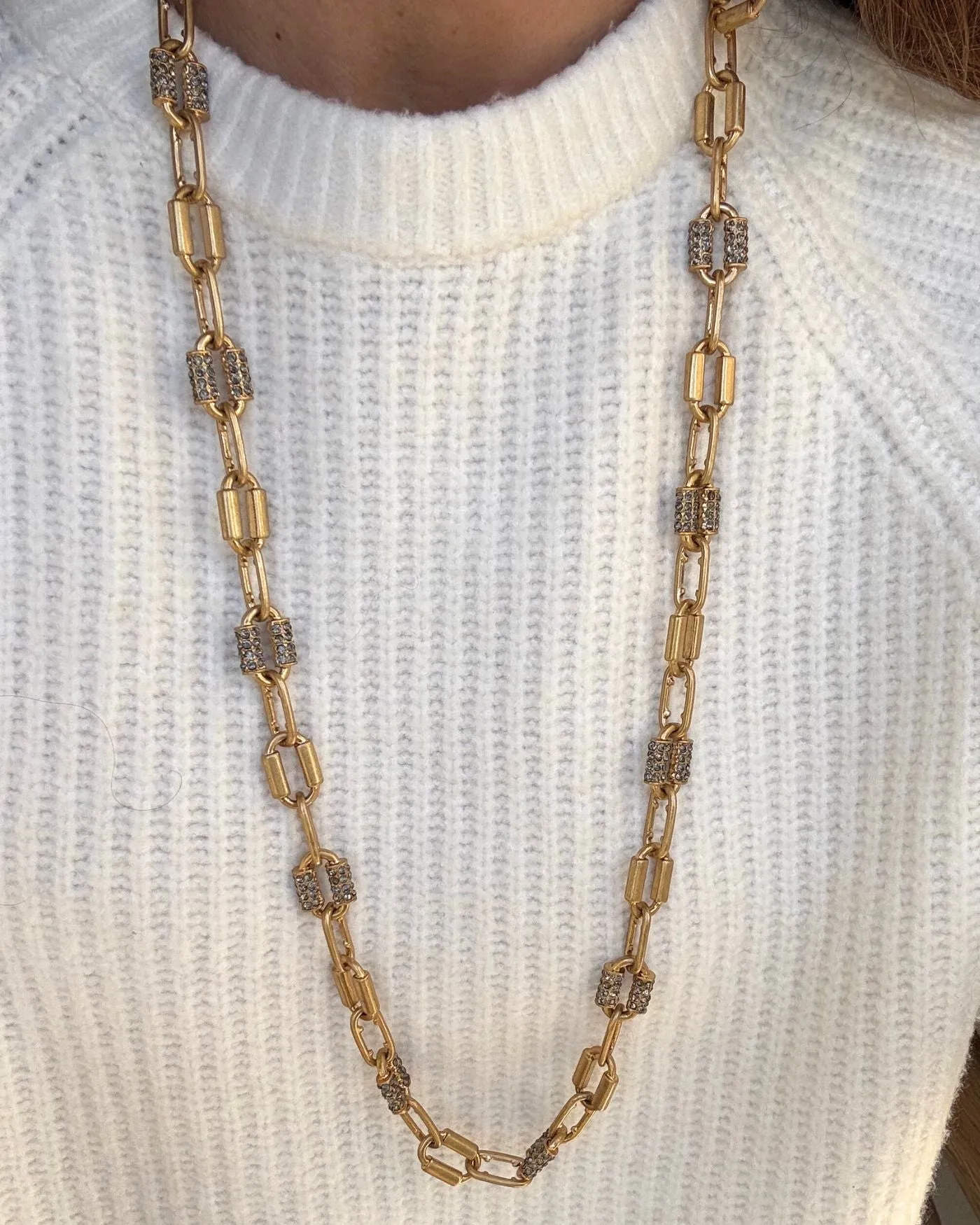 Long Gold Link and Smokey Pave Necklace sold by Stella & Dot