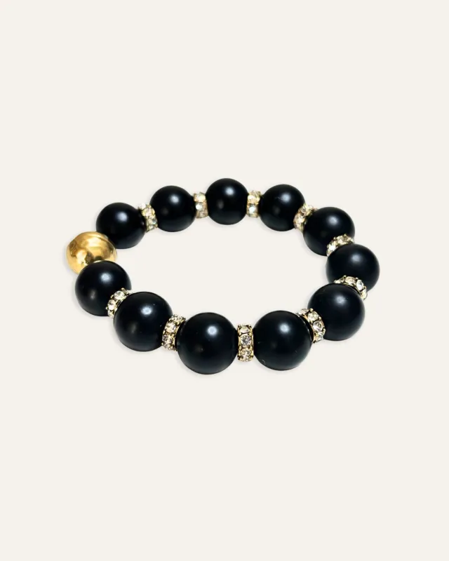 Black and Gold pave beaded Stretch Bracelet with Magnetic Clasp sold by Stella & Dot