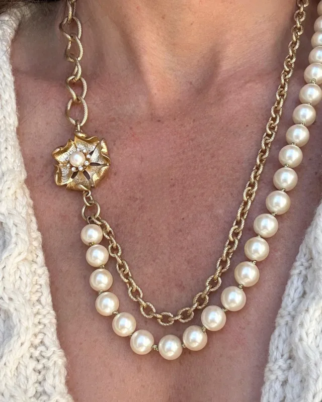Pearl and Gold Bloom Necklace sold by Stella & Dot