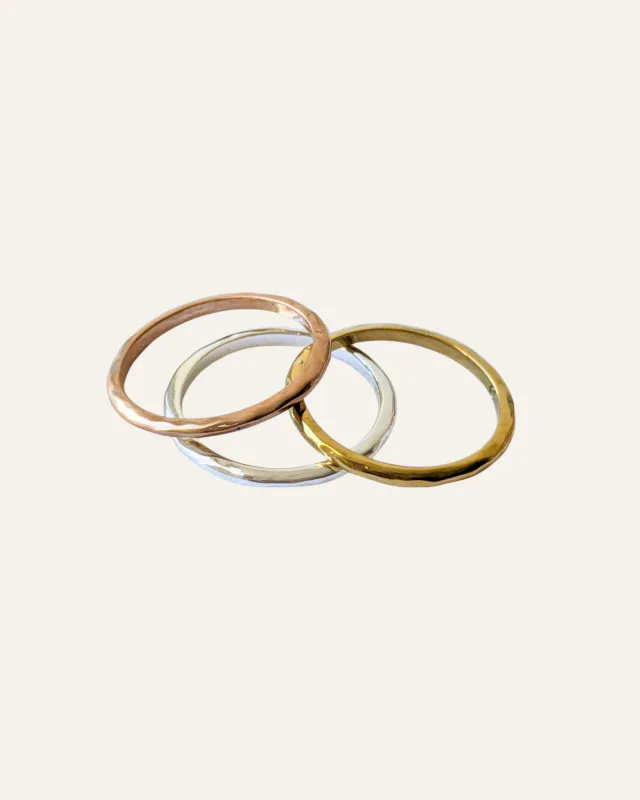 Essential Hammered Stacking Rings | Mixed Metal sold by Stella & Dot