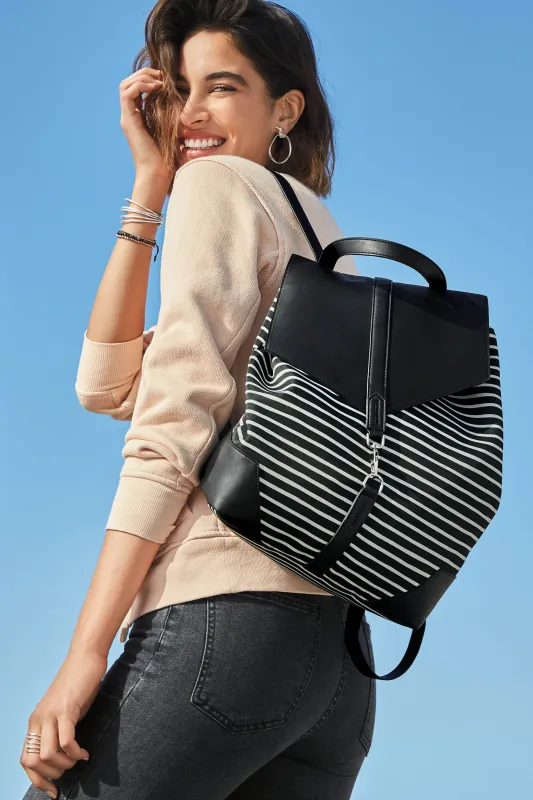 Ava Backpack | Black Striped sold by Stella & Dot