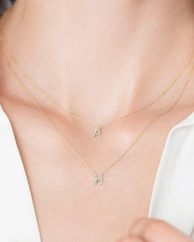 Letter F -Covet 14kt Diamond Pavé Initial Letter Necklace | Yellow Gold - Final Sale sold by Stella & Dot