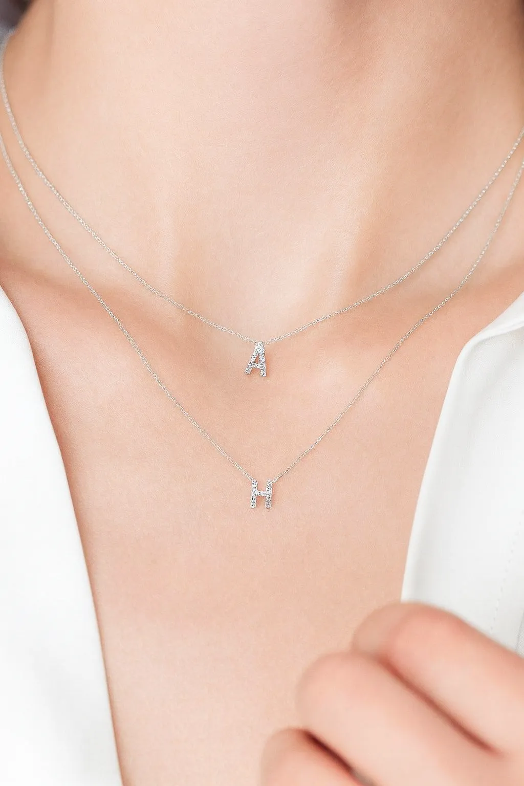 Letter O -Covet 14kt Diamond Pavé Initial Letter Necklace | White Gold - Final Sale (Copy) sold by Stella & Dot