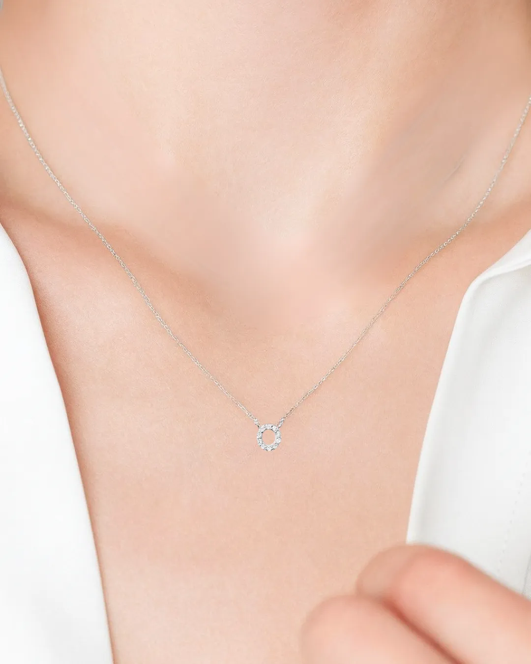 Letter O -Covet 14kt Diamond Pavé Initial Letter Necklace | White Gold - Final Sale (Copy) sold by Stella & Dot product image thumbnail 5