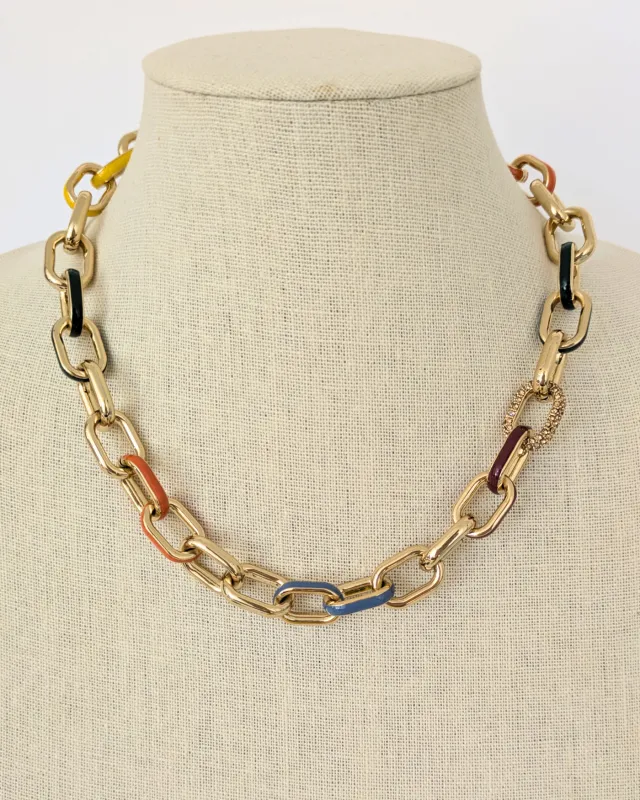 Enamel Toggle Necklace With Pave Link- One of a Kind made by Stella & Dot