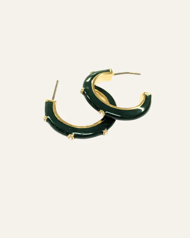 Green Enamel Huggie Earrings made by Stella & Dot