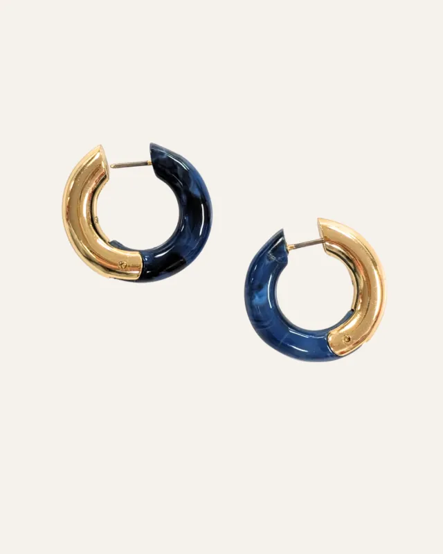 Blue Enamel Reversible Huggie Earrings made by Stella & Dot