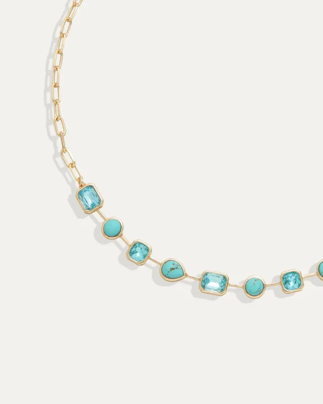 Naomie Paperclip Tennis Necklace in Turquoise made by Stella & Dot