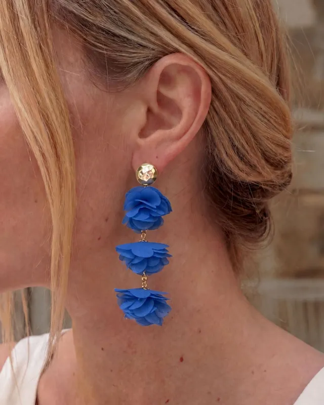 Never Released! Blue Bloom Drop Statement Earrings made by Stella & Dot