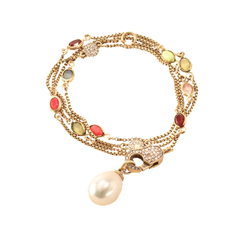 Modern Boho Multi-color Necklace with Pearl made by Stella & Dot