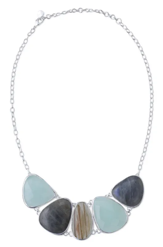 Sanibel Stone Statement Necklace Silver made by Stella & Dot