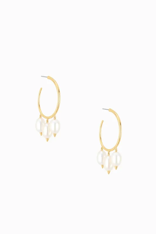 Gold Hoops with Pearl [E416G] made by Stella & Dot